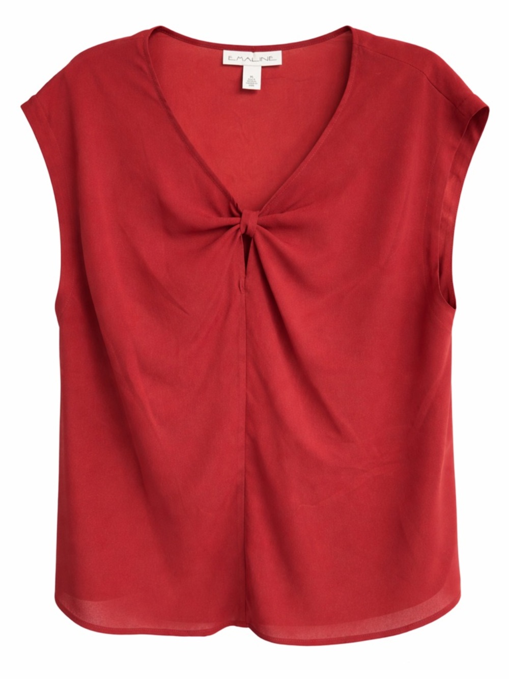 Rust Twist Front Blouse XL Lightweight V Neck Cap Sleeve Top